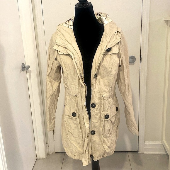 POINT ZERO Nicole Benisti Jackets & Blazers - Point Zero (Nicole Benisti) hooded Utility Jacket Cream Tan Size Large
